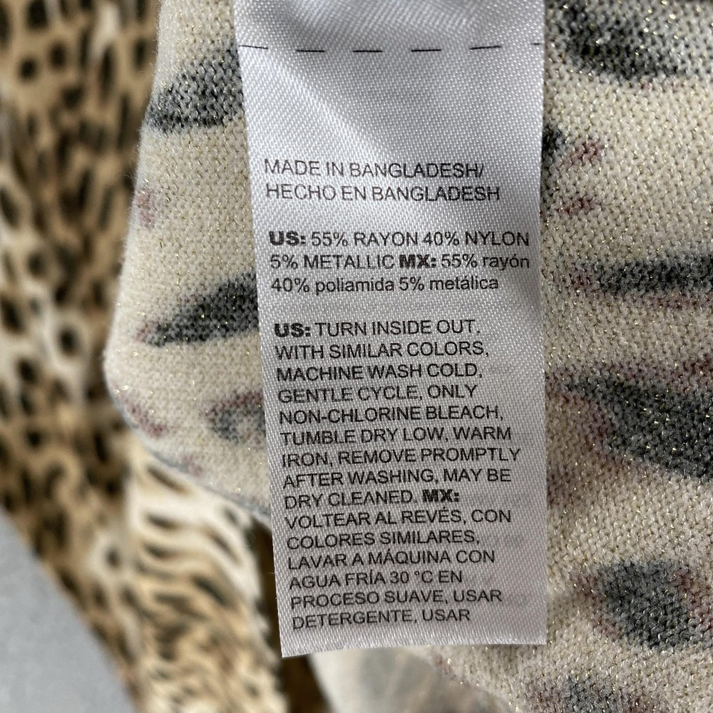 Chicos Sweater Womens 3 / XL Brown Leopard Print Glitter Mock Neck Knit Pullover - Picture 7 of 12